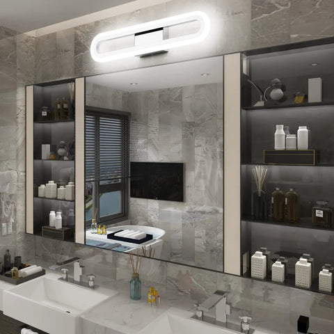 LED Bathroom Vanity Light Fixture In Chrome Stainless Steel With Acrylic Shades 23.62 Inch Modern Wall Mount Bath Lighting 6000K