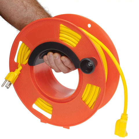 Rugged 11 Inch Orange Cord Reel For Tactical Outdoor And Recreation Use Built To Last A Real Workhorse Heavy Duty Impact Resistant Plastic Durable Storage For Power Cords And Extension Cables USA Designed And Tested