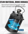 Kick Ass Heavy Duty Air Pressure Pot Holds 2 5 Gallons showcasing Teflon stirring rod and suction tube for smooth mixing.