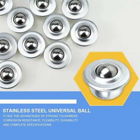Hella Durable Stainless Steel Roller Balls 10 Pack Universal Swivel Casters slick rotation showing stainless steel balls with housing.