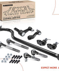 Front Suspension Kit With Inner Outer Tie Rod Ends And Track Bar For Dodge Ram 2500 2000 2002 And Ram 3500 2000 2002 RWD Left And Right Replacement Beefed Up For Heavy Duty Trucks, black steel parts