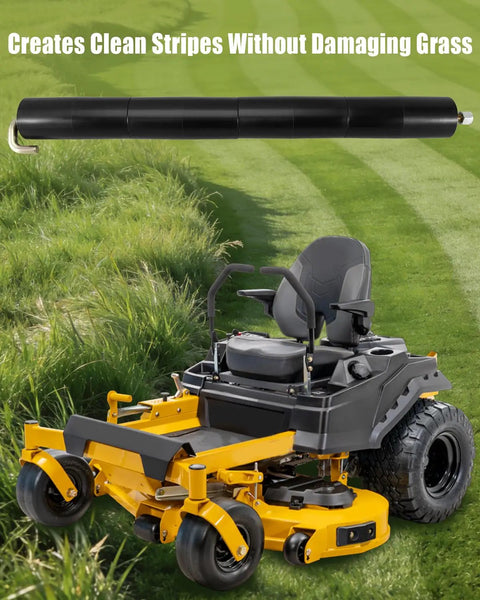 Pro Grade Lawn Striping Kit for Zero Turn Mowers 50-60 inch with black roller on grass creating stripes