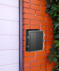 Outdoor Waterproof Junction Box Enclosure for Electrical Components and Outdoor Equipment, UV Resistant Weatherproof Plastic Housing for Gardens, Patios, and Industrial Sites, Heavy Duty Rugged Box With Easy Access mounted on brick wall
