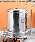 No Sweat Heavy Duty Stainless Steel Drum Stand With Smooth Rolling Wheels For Gas Cylinders And Soup Pots Rust Resistant Mobile Kitchen Cart Indoor Outdoor with drum and wheels.