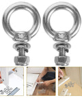 Five Piece M4 304 Stainless Steel Eyebolts With Ring Nuts Threaded Eye Screws For Lifting Equipment shown in assembly scenarios