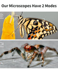 Portable Digital Microscope for Kids with 4 Inch IPS Screen 1080P Pocket Microscope for Kids Ages 8 12 Works with iPhone Android and PC Totally Cool STEM Gift for Curious Minds shows photos and videos of butterfly and spider close-ups