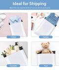 10x13 Inch Poly Mailers 200 Pack White for Clothing Shipping Envelopes showing various items packed securely