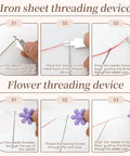 Instructions for using iron sheet and flower threading device in 100 Piece Big Eye Sewing Needles Kit Stainless Steel