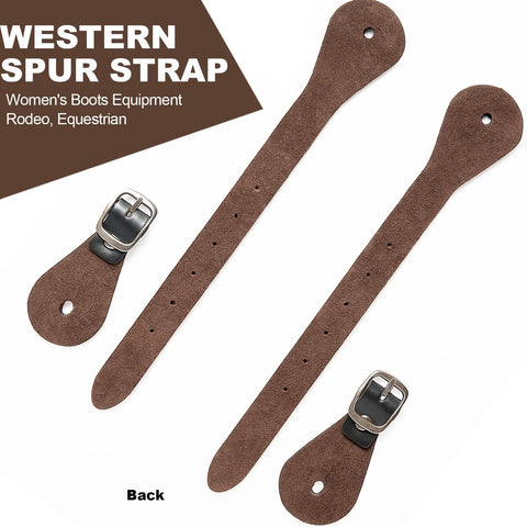 2 Pack Handmade Full Grain Leather Spur Straps For Western Riding Adjustable Spur Straps With Durable Silver Buckles Ideal For Men Women Cowboy Boots Rodeo And Equestrian Gear Dark Brown
