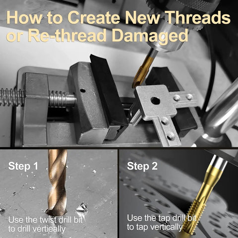 6-Piece Titanium Coated HSS 6542 Spiral Point Thread Tap Set For 1/4-20 UNC Threads used on a metal vise
