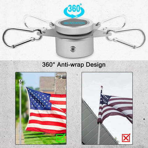 Premium Aluminum Flag Pole Rings featuring smooth three sixty rotation and corrosion resistant locking clips for half to one inch masts.