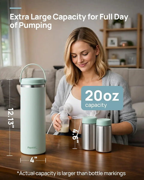 Portable Breastmilk Cooler Bag Featuring 360 Degree Ice Chambers That Keep Your Stash Chill Below Forty Degrees Fahrenheit Comes With Premium Stainless Steel Feeding Bottles A Total Game Changer For Busy Nursing Moms On The Move with extra large steel containers.