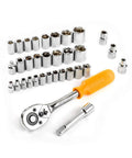 128 Piece General Household Tool Set With Auto Repair Tools In A Plastic Toolbox Storage Case Chrome Finish Hand Tools