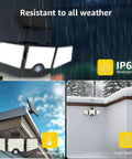 Outdoor Solar Lights With Motion Sensor, 3 Adjustable Heads Deliver 270 Degree Wide Coverage in rainy and snowy conditions.
