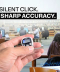 Rock Solid Manual Tally Counter With Bright Led Screen For Night Reads And Instant Reset Slick Ergonomic Grip Ideal For Golf Sweeps Baseball Pitches Lap Tracking And Daily Prayer With Killer Battery Backup White 1 Count in hand, showing LED display.