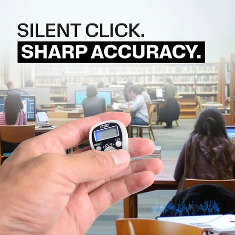 Rock Solid Manual Tally Counter With Bright Led Screen For Night Reads And Instant Reset Slick Ergonomic Grip Ideal For Golf Sweeps Baseball Pitches Lap Tracking And Daily Prayer With Killer Battery Backup White 1 Count in hand, showing LED display.