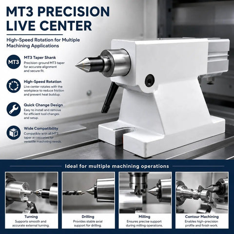 Heavy Duty Cnc 4 Axis Pneumatic Tailstock With 50Mm Stroke Plug And Play Rig for precision machining and support at 145Mm height.