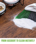Broom sweeping All Liquids Spill Powder That Eats Messes Fast, Ultra Absorbent Spill Cleanup for Vomit Urine Oil and All Liquids on floor