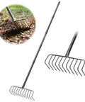 Heavy Duty Lawn Rake With 11 Stainless Tines And 82 Inch Adjustable Handle, 16.5 Inch Wide Head For Leveling Soil and Cleaning Leaves