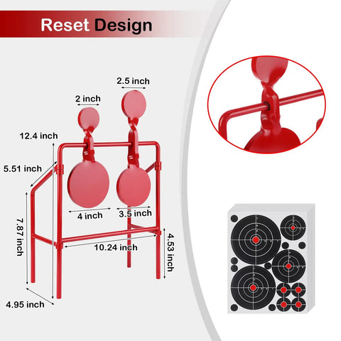 Double Spinner Shooting Targets Three Eighths Inch Thick Steel Auto Reset Target System With Four Plate Sizes diagram