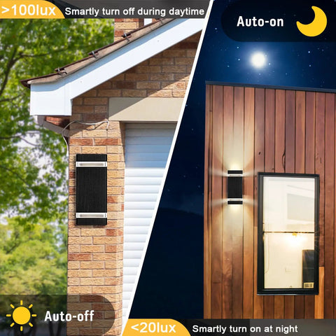 Dusk To Dawn Outdoor Wall Light With 5W LED Bulbs, IP65 Waterproof Aluminum Up And Down Exterior Light Fixture on house and garage