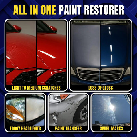 Before and after using Car Scratch Remover Kit Pro Grade All In One Deep Scratch Repair Compound And Polishing Solution for paint restoration