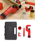 4 Piece Tubing Cutter Set Built Tough Pipe Cutter For 1/4 To 2 Inch Pipes Includes Mini Tube Cutter 1/8 To 7/8 Inch With Deburring Tool For Copper Aluminum Stainless Steel And PVC, kit parts displayed