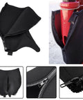 Neoprene Jack Cover For Lift Jacks And Farm Jacks, Waterproof Protective Sleeve on red jack, durable material, close-up zipper view.