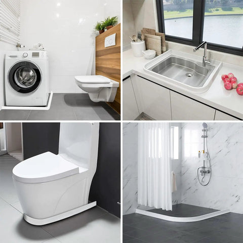 67 Inch Collapsible Shower Threshold Water Dam Barrier For Dry And Wet Separation In Bathroom And Kitchen Flexible And Cut To Fit