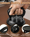 Hand using Dent Puller Kit 3 Pack With One Large Black Suction Cup And Two Small Orange Cups For Paintless Car Dent Repair.
