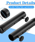 Heavy Duty Steel Table Risers Four Pack With Dual Height Adjustable Leg Extenders For Ergonomic Desk Setup That Slashes Back Strain And Makes Your Home Office Vibes Hit Different Every Day, showing black steel leg extensions.