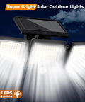 Outdoor Solar Flood Lights 210 LED 2500LM Three Head Motion Sensor lit in night sky illustration