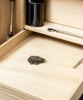 Duck Bill Box Latches Hardware Set on a wooden drawer, showcasing heavy duty metal toggle hasp for secure storage.
