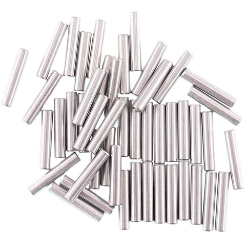 50-Piece 5x25mm Dowel Pins Stainless Steel Shelf Support Pegs For Cabinets And Furniture Built Tough With 304 Stainless Rust Resistant Easy Install Silver Tone Pin Rod Fasten Elements shown in pile.