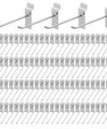 8 Inch Heavy Duty Slatwall Hooks Silver 96 Pack For Retail Displays And Tool Organization With Angled 45 Degree Tip Preventing Slips Built For High Traffic Environments In Garages Shops And Home Workshops