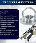 Heavy Duty Automatic Wire Cutting Machine For Stainless Steel And Copper Wire No Fuss Metal Stripper and Welding Cable Trimmer Fast Electric Tool with specs visible.