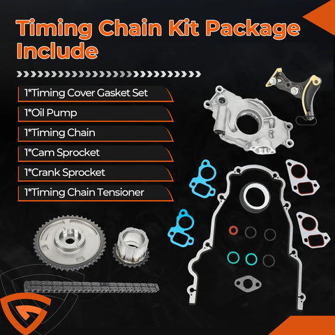 High Volume LS Oil Pump Timing Chain Kit With Gasket For 4.8L 5.3L 6.0L 6.2L Chevy Silverado Tahoe Package Includes Parts