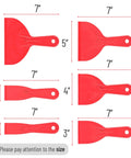 Image of Six Pack Plastic Putty Knife Set with 1.5 to 6 inch flexible, solvent-resistant scrapers in red.
