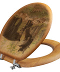 Veneer Round Toilet Seat With Playtime Bears Pattern, Fully Assembled And Built Tough, 16.5 Inch Diameter, Kid Friendly Bathroom Decor