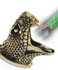 Bronze Knife Guard Bolster For Custom Hand Made Knives, Snake Guard shown in close-up, handcrafted with detailed scales design.