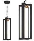 Heavy Duty Black Aluminum Led Outdoor Pendant Light 20 Inch Linear Chandelier, modern fixture for entryway with smooth glow.