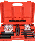 Heavy Duty 12pcs Bearing Puller Set With 5 Ton Capacity And Separator Kit With 2 And 3 Inch Jaws For Wheel Hub Axle Pinion Removal Drop Forged Carbon Steel Construction Black Oxide Finish To Stubborn Gears In Garage Shop For Pros Doing Auto Repair Work, open case set