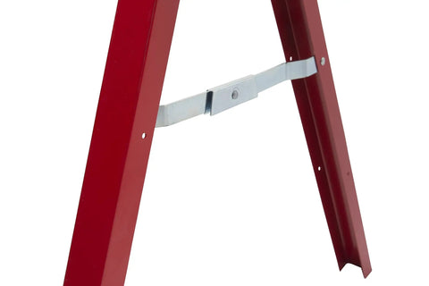 Close-up of Universal Miter Saw Stand leg showing red frame and metal brace, part of Universal Miter Saw Stand Extends To 60 Inches And Holds Up To 400 Lbs Folds And Locks For Quick Storage With Solid Clamp Tool Mounts And Universal Compatibility