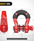 Mega D Ring Shackle Set 68,000 Lb Break Strength 17,000 Lb WLL Heavy Duty Forged Steel Off Road Recovery Shackles, size details