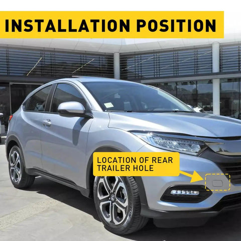 Installation position for Honda HR-V Front Bumper Tow Hook Cover Cap 2019 2021 ABS Plastic Replacement Eye Cap