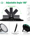 300W UFO LED High Bay Light For Warehouse And Workshop Lighting, 30,000 Lumens, showing adjustable angle design