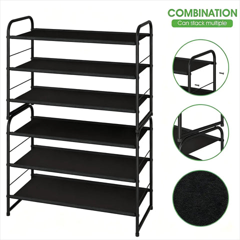 Spiffy Three Tier Stackable Shoe Rack Expandable Adjustable Fabric Shoe Organizer With Extra Bottom Shelf To Keep Your Sneakers And Daily Kicks Proper Dime In Tight Closets Or Entryways Without Any Mess