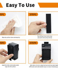 Instructions for using Heavy Duty Hook And Loop Tape 20 Pack 1x4 Inch Double Sided Fastener Strips with adhesive application steps.