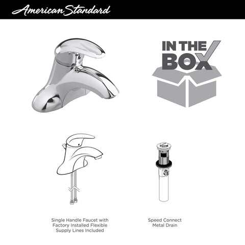 Reliant 1-Handle 4-Inch Centerset Bathroom Faucet In Brushed Nickel With Ceramic Disc Valve 1.2 GPM package contents
