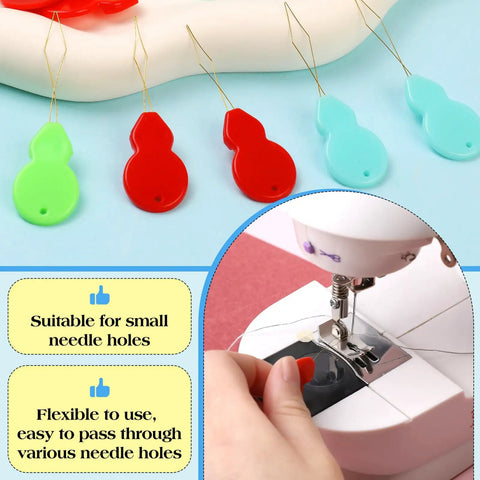 Gourd Shaped Needle Threaders Set With Clear Storage Box, 30 Pcs For Hand Sewing And Sewing Machine Embroidery in use on sewing machine